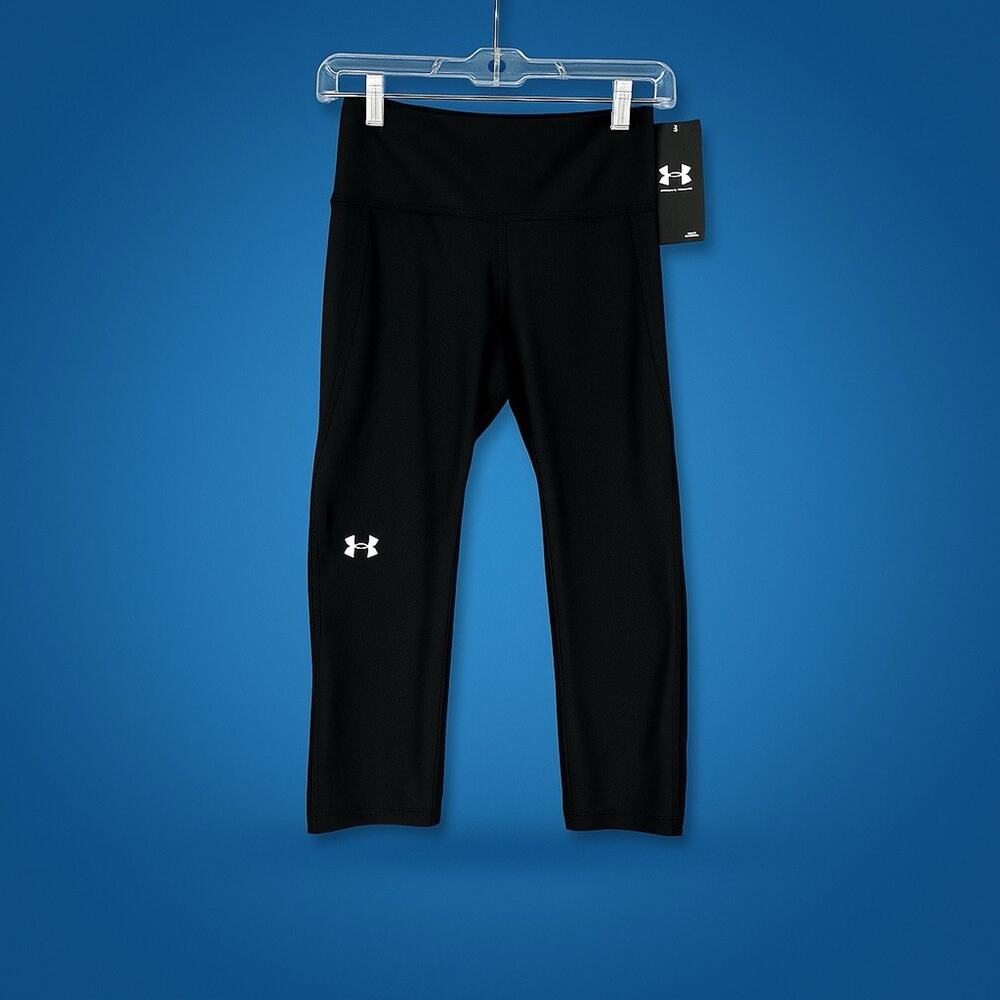 Under Armour Leggings Women's Small Black HeatGear High Waisted Pocketed Capri